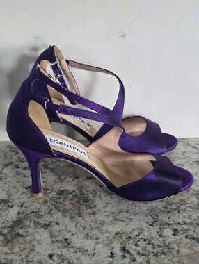 Purple Satin Strappy Heels for Women